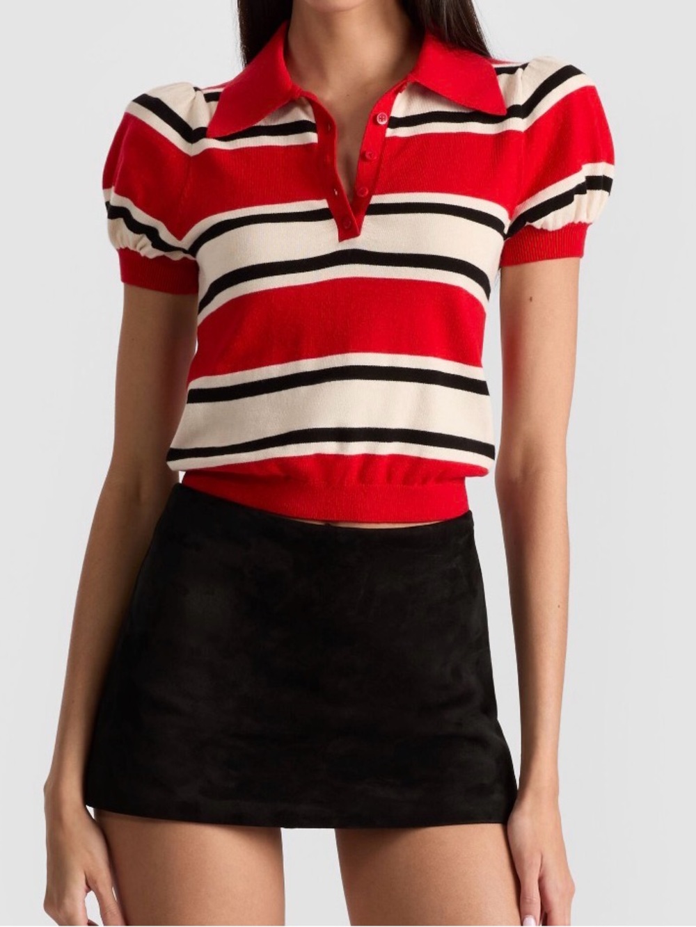 alice + olivia  RAMONA STRIPED POLO SHIRT  PULLOVER sz XS